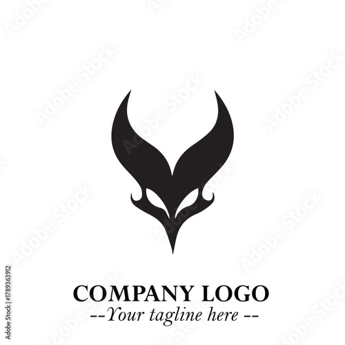 Head of Vampire Logo Symbol in Black on the White Background with Gothic Horror Vector Design