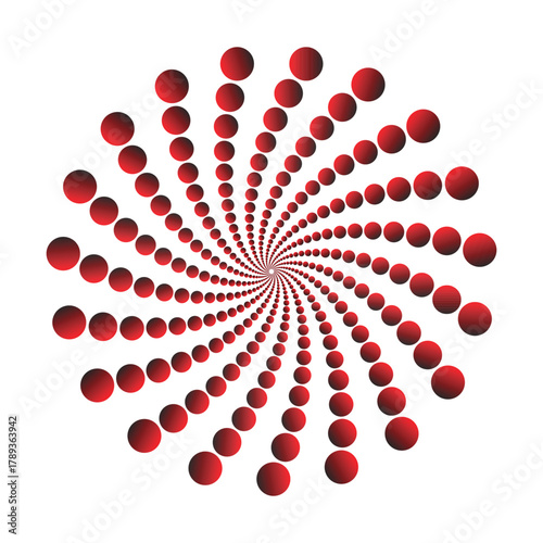 different twisted speed lines in circle form. Abstract geometric circles with rotating linear, dotted lines who consisting of one sections.