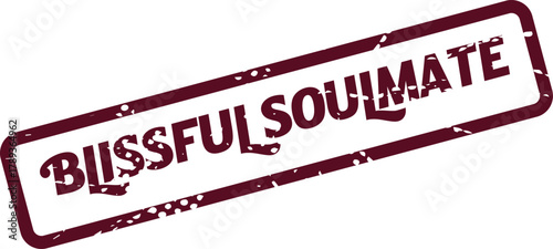 A textured maroon Blissful Soulmate stamp celebrating love and romantic connections