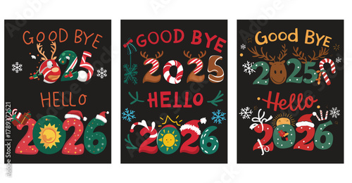New year s eve transition goodbye 2025 hello 2026 festive design