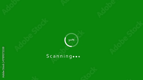 Green Background with White Scanning Progress Circle at 30 Percent loading