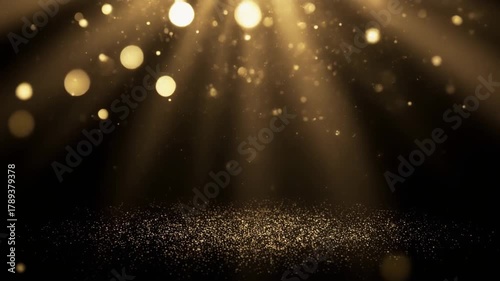 Abstract Gold Particles and spotlight Christmas Background Animation