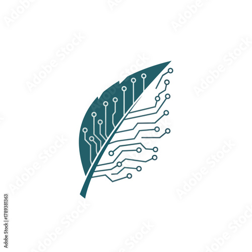 Digital Leaf - Technology and Nature Integration Concept.