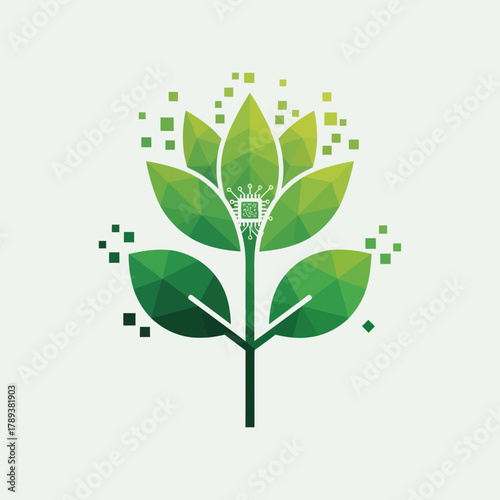 Digital Lotus Flower Symbolizing Technology and Nature Harmony.