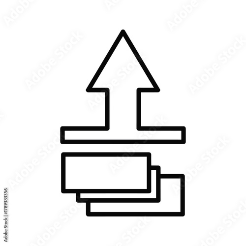 Upload icon with stacked document symbol