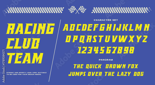 Modern Racing Club Sporty Typeface Vector