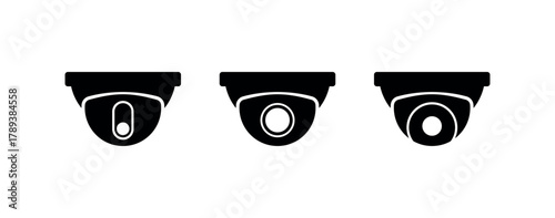 CCTV Dome Icon, Security Camera Symbol, Video Surveillance Vector, Monitoring Badge