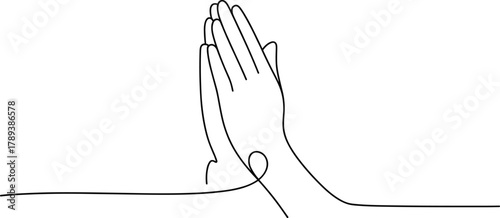 Black outline of hands pressed together in prayer praying
