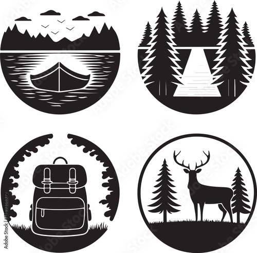 Nature and Outdoor Adventure Icon Set