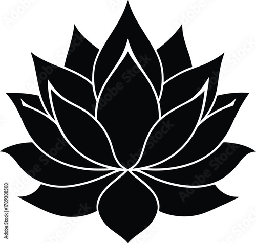 Lotus flower blossom vector silhouette elegant bloom yoga meditation symbol