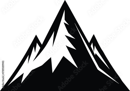 Abstract mountain range with sharp jagged peaks isolated on transparent background