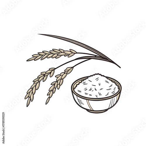 rice in a bowl isolated on white