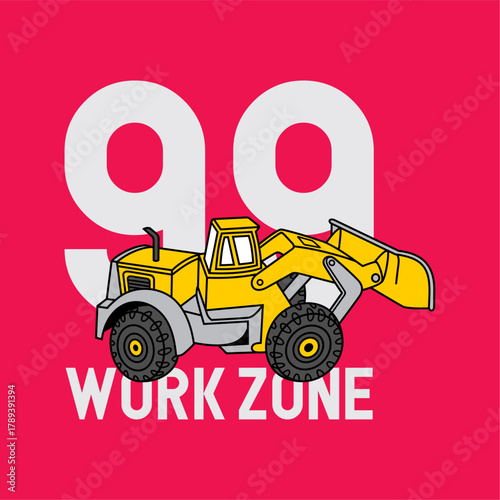 work zone truck dozer hand drawn illustration vector graphic vector
