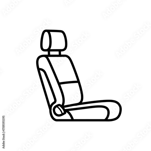 Car Seat Line Art – Vector Illustration of Automotive Interior Seat with Headrest