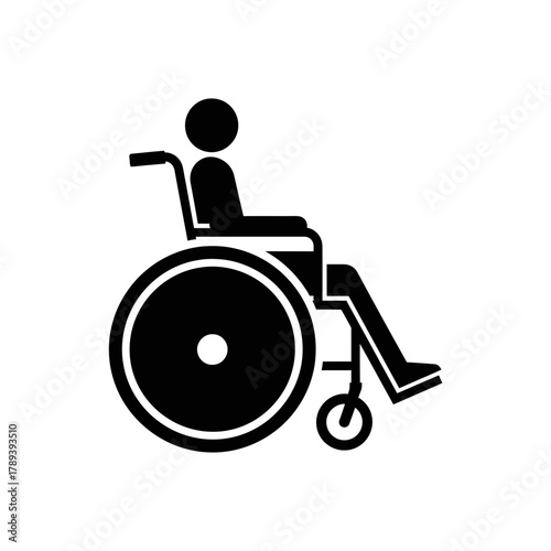 Wheelchair Silhouette Icon – Vector Illustration of Mobility Aid Equipment for Disabled Accessibility