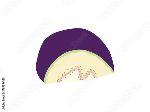 Purple Eggplant Vegetable Cut Illustration
