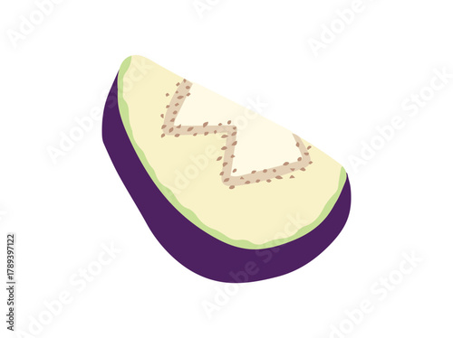 Purple Eggplant Vegetable Cut Illustration
