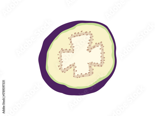 Purple Eggplant Vegetable Cut Illustration
