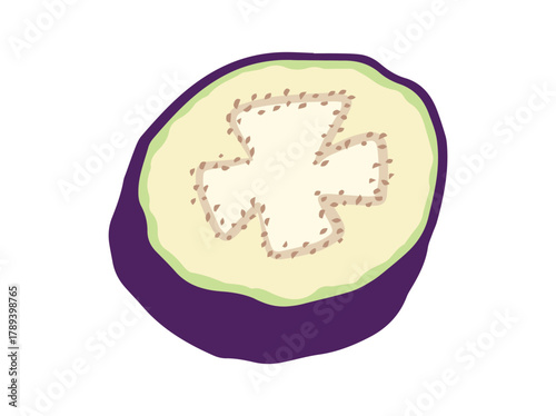 Purple Eggplant Vegetable Slice Illustration
