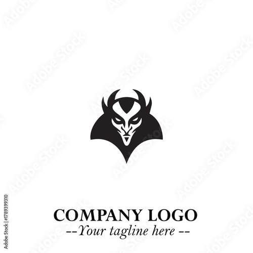 Head of Vampire Logo Symbol in Black on the White Background with Gothic Horror Vector Design