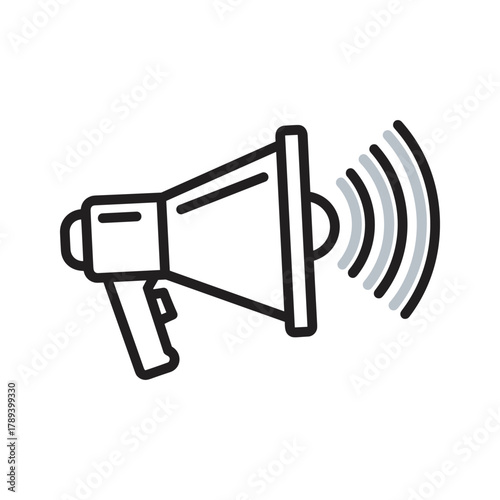 Megaphone icon with sound waves