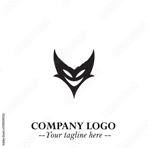 Head of Vampire Logo Symbol in Black on the White Background with Gothic Horror Vector Design