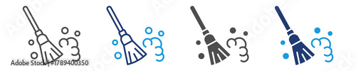broom icon set multiple style