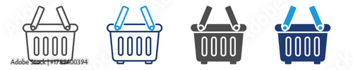 shopping basket icon set multiple style