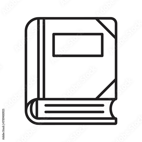 Black line art of a closed book