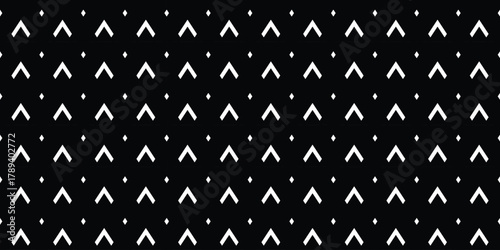 Seamless pattern with white chevron and dots on black background simple geometric vector design perfect for textile and wallpaper EPS vector