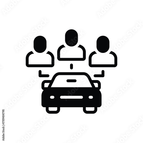 Black solid icon for ride sharing