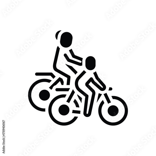 Black solid icon for bike commuter