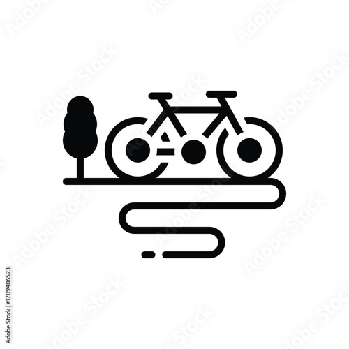 Black solid icon for bike path