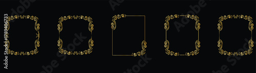 Victorian Golden Frame and Border Set, Elegant Ornamental Decoration, Baroque and Rococo Style Gold Frames ,Vintage Luxury Decoration Pack, Classic Ornamental Border Collection, Antique Golden Fram