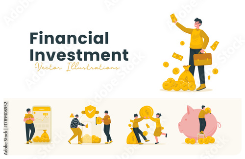 Business Financial Investment Vector Illustration Set