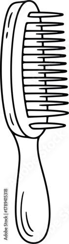 Outline drawing of a hair comb with a handle styling grooming
