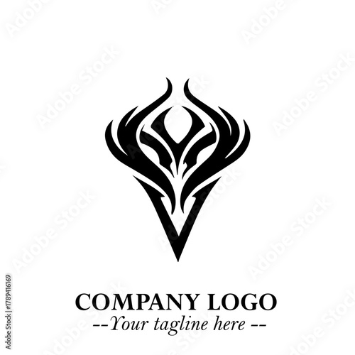 Head of Vampire Logo Symbol in Black on the White Background with Gothic Horror Vector Design