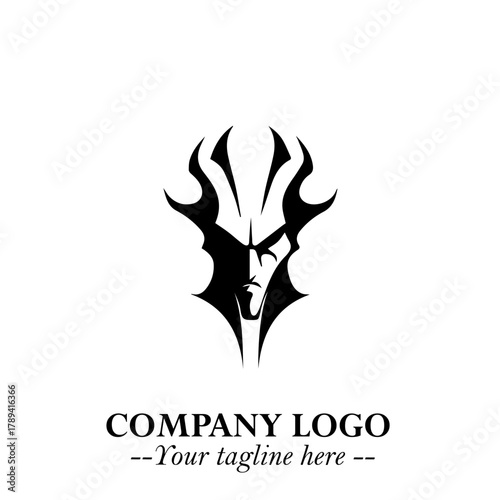 Head of Vampire Logo Symbol in Black on the White Background with Gothic Horror Vector Design