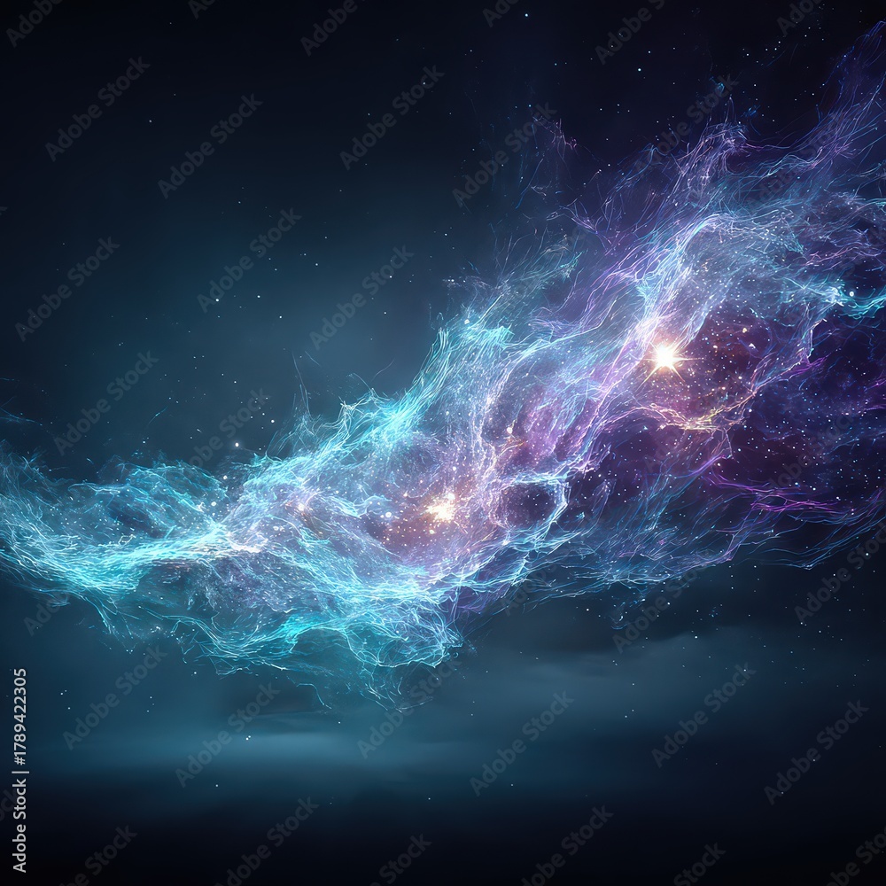 custom made wallpaper toronto digitalAbstract Nebula Representation with Glowing Blue and Purple Light Streaks on Dark Background