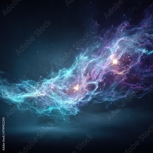 Wallpaper Mural Abstract Nebula Representation with Glowing Blue and Purple Light Streaks on Dark Background Torontodigital.ca