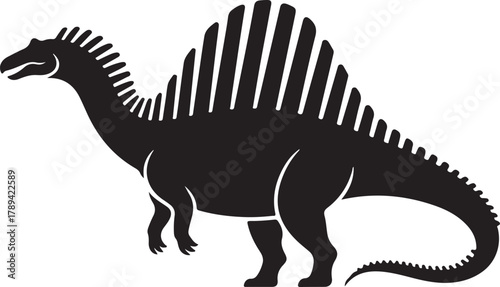 Silhouette of a spinosaurus dinosaur with a large sail