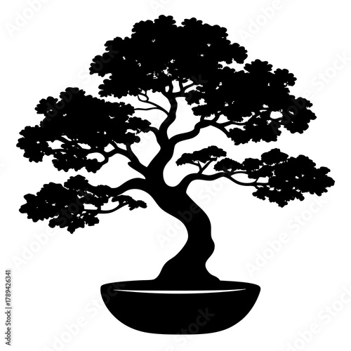 bonsai tree silhouette vector