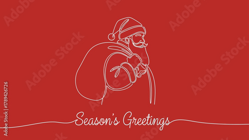Merry Christmas and Happy Holidays Season's Greetings from Santa Claus with his sack of gifts