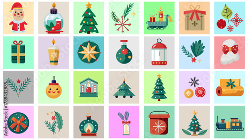 Cute snowman in warm christmas winter clothes and hat in square tile background vector illustration. 