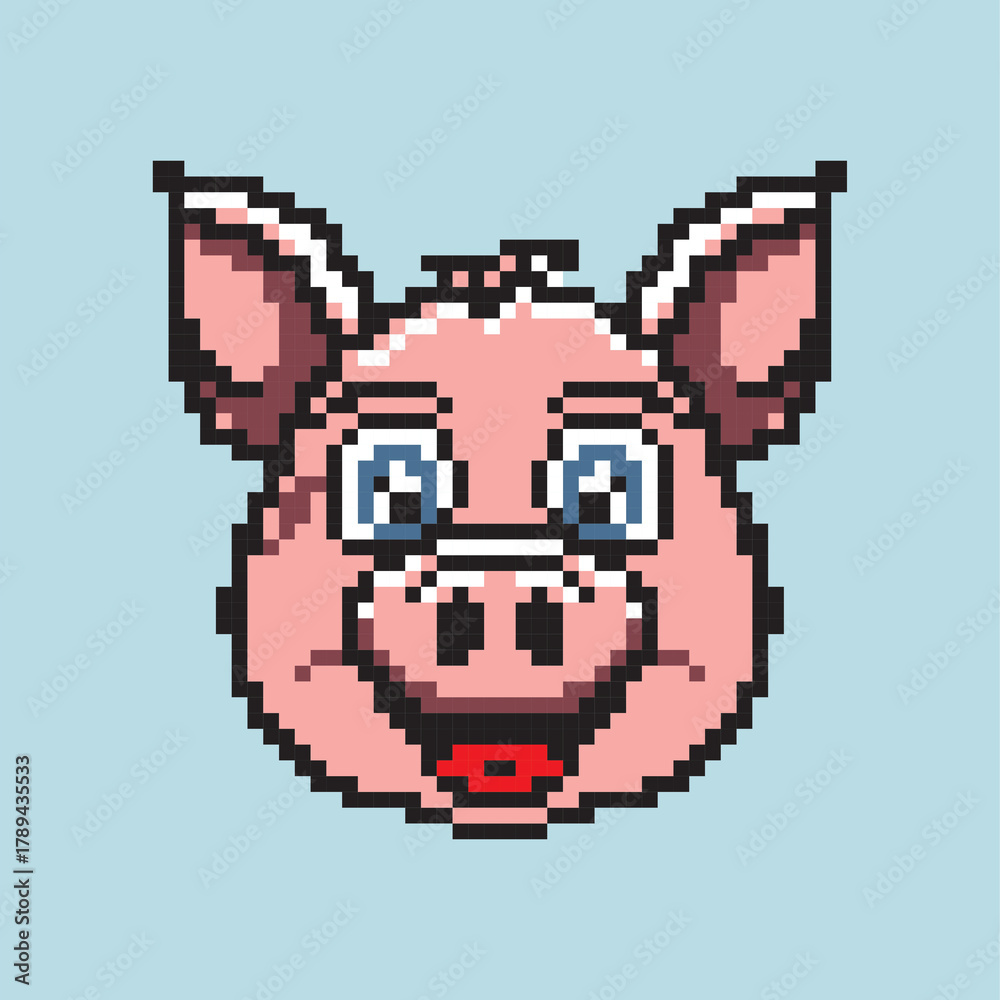 Fototapeta premium pixel pig pixel art
