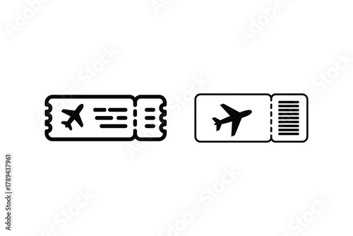 Minimal travel ticket vector icon, Editable stroke flight boarding pass