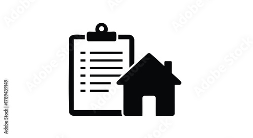 Vector illustration of house icon on a clipboard with a checklist