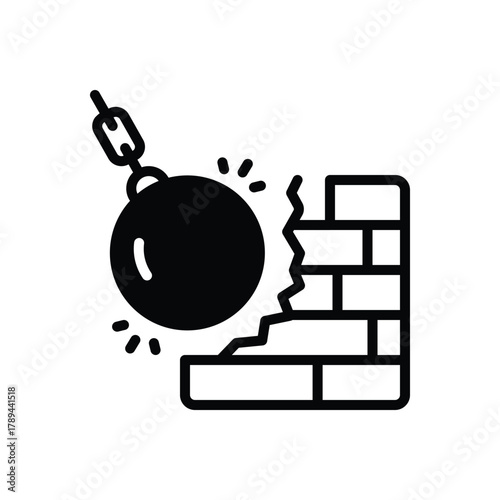 Black solid icon for  demolition