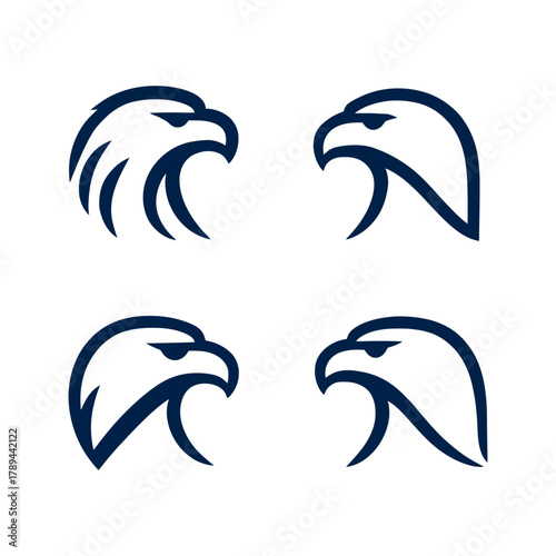 Eagle head abstract linear emblems