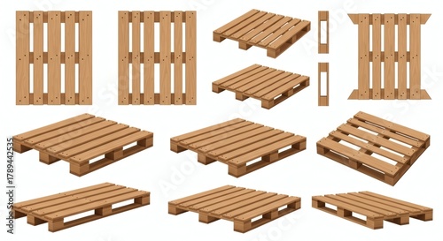 Various Wooden Pallets A Collection of Different Perspectives and Arrangements